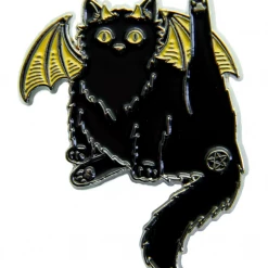 ECTOGASM BLACK CAT PENTACLE BUTT ENAMEL PIN Back In Stock