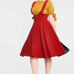 VOODOO VIXEN PHOEBE HIGH WAISTED OVERALL SKIRT RUST