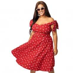 Shop Sour+Plus UNIQUE VINTAGE RED & PINK HEARTS PRAIRIE SWING DRESS