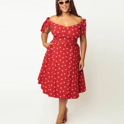 Shop Sour+Plus UNIQUE VINTAGE RED & PINK HEARTS PRAIRIE SWING DRESS