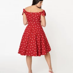 Shop Sour+Plus UNIQUE VINTAGE RED & PINK HEARTS PRAIRIE SWING DRESS