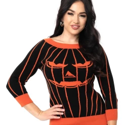 Shop Sour+Plus UNIQUE VINTAGE BLACK & ORANGE STRIPE PUMPKIN ANNALEIGH SWEATER