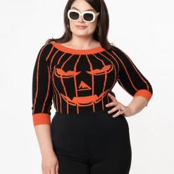 New 🔔 Shop Sour+Plus UNIQUE VINTAGE BLACK & ORANGE STRIPE PUMPKIN ANNALEIGH SWEATER 🥰 12 Shop Sour+Plus UNIQUE VINTAGE BLACK & ORANGE STRIPE PUMPKIN ANNALEIGH SWEATER