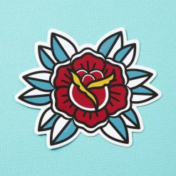 PUNKY PINS RED ROSE TATTOO INSPIRED VINYL STICKER