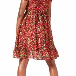 SOURPUSS LEOPARD CREAM PUFF DRESS HOT PINK