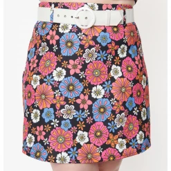 SMAK PARLOUR BLACK & PURPLE FLORAL PRINT EASY DOES IT BELTED MINI SKIRT Shop Sour+Plus