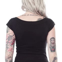 RETROLICIOUS BOAT NECK TOP BLACK