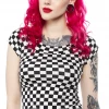 RETROLICIOUS CHECKERED BOAT NECK TOP BLACK/WHITE Back In Stock