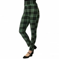 UNIQUE VINTAGE HIGH WAIST RIZZO CIGARETTE PANTS BLK/GRN