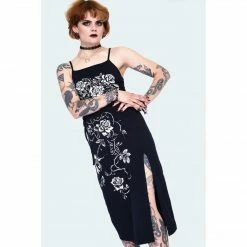 Apparel JAWBREAKER ROSE VINE THIGH-SLIT DRESS