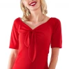VOODOO VIXEN SANDRA TIE TOP RED