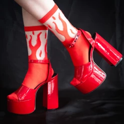 ECTOGASM SHEER FLAME SOCKS RED