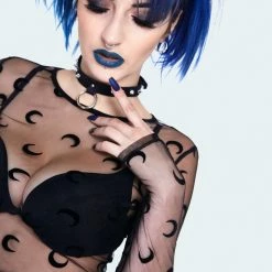 JAWBREAKER SHEER MOON MESH CROP TOP