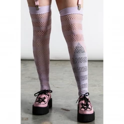 Accessories KILLSTAR SHENA FISHNET THIGH HIGH STOCKINGS LILAC