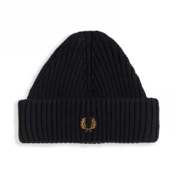 FRED PERRY SHORT RIBBED BEANIE BLACK