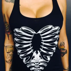 Back In Stock CARTEL INK SKELETON HEART RACERBACK TANK