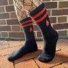 SOURPUSS FLAMES EMBROIDERED CREW SOCKS