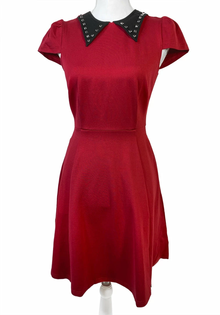 Promo 😉 SOURPUSS STUD COLLAR 👗 DRESS RED 👏 4 SOURPUSS STUD COLLAR DRESS RED
