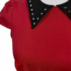 Promo 😉 SOURPUSS STUD COLLAR 👗 DRESS RED 👏 11 SOURPUSS STUD COLLAR DRESS RED