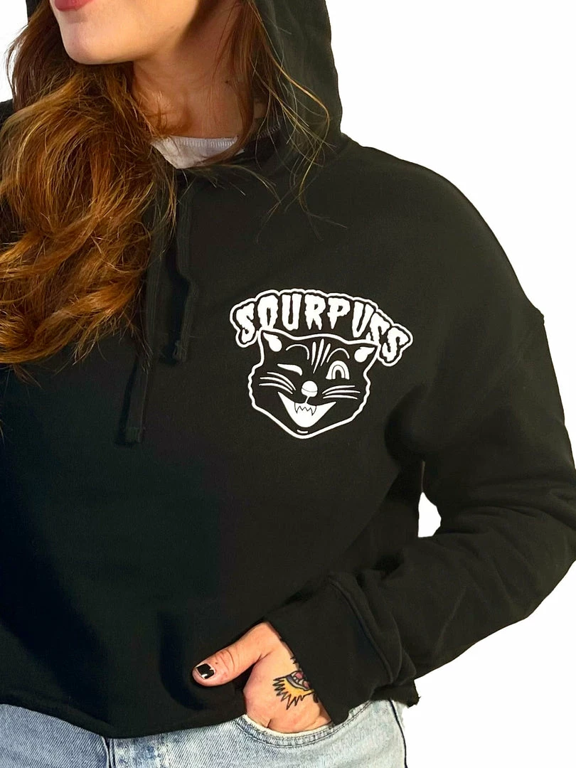 Cheap 🛒 SOURPUSS JINX CAT CROPPED PULLOVER HOODIE 😉 4 SOURPUSS JINX CAT CROPPED PULLOVER HOODIE