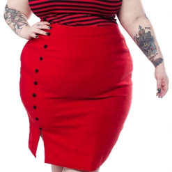 Shop Sour+Plus SOURPUSS STRIPED JOLLY ROGER CREW NECK TOP RED/BLK