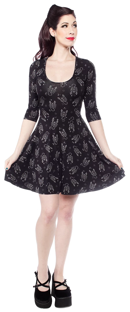 Best Sale 👏 Shop Sour+Plus SOURPUSS SCORPION 3/4 SLEEVE SKATER 👗 DRESS ❤️ 4 Shop Sour+Plus SOURPUSS SCORPION 3/4 SLEEVE SKATER DRESS