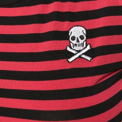 Shop Sour+Plus SOURPUSS STRIPED JOLLY ROGER CREW NECK TOP RED/BLK