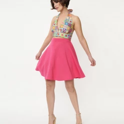 SMAK PARLOUR SWEET TALK FLARE SKIRT HOT PINK