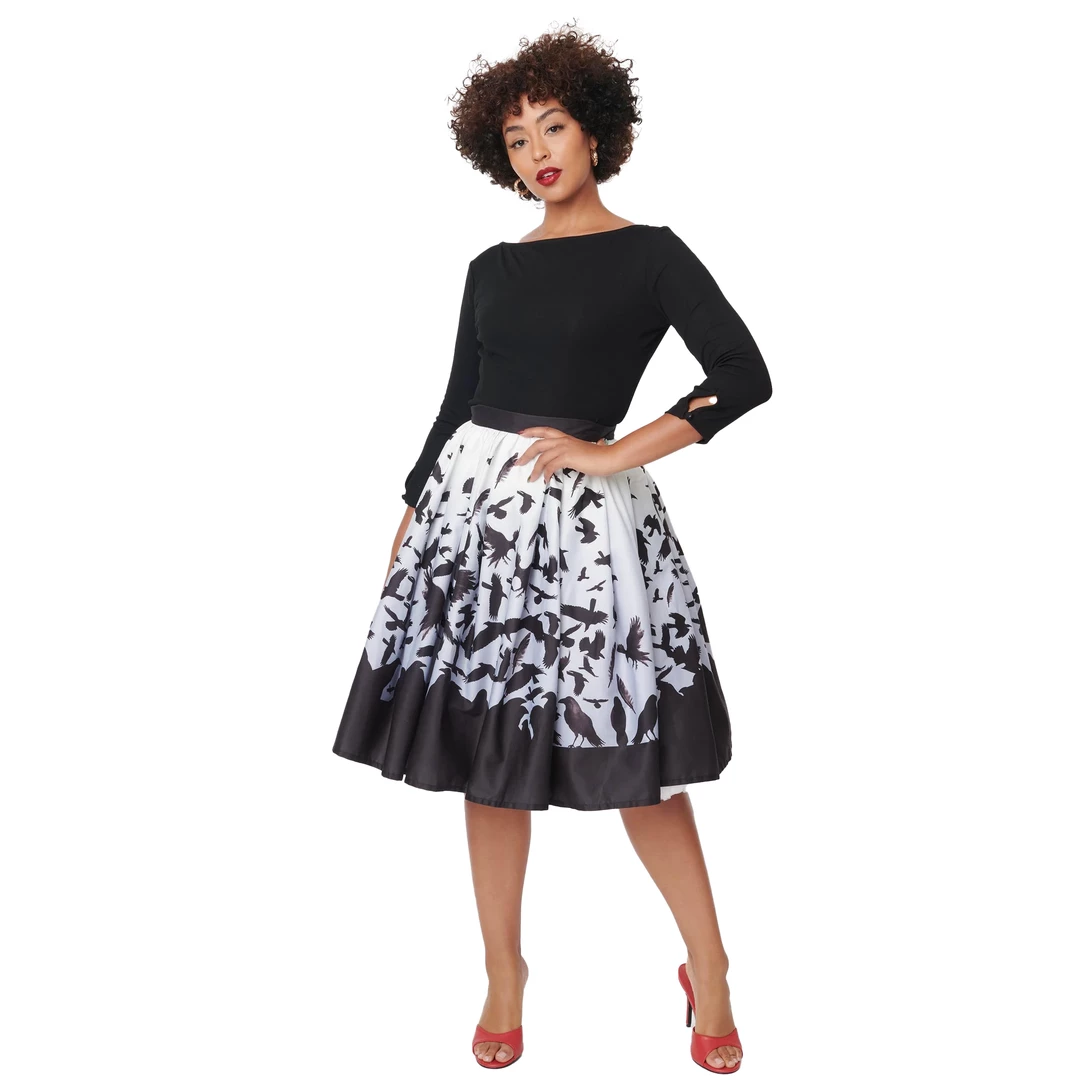 Deals ๐ UNIQUE VINTAGE X HITCHCOCK THE BIRDS SWING ๐ SKIRT ๐ฅ 4 UNIQUE VINTAGE X HITCHCOCK THE BIRDS SWING SKIRT