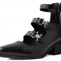 Footwear T.U.K. ANARCHIC TRIPLE SKULL BUCKLE POINTED HEELS