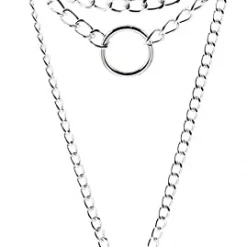 None TRIPLE CHAIN LOCK CHOKER SILVER Back In Stock
