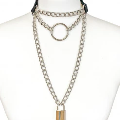 None TRIPLE CHAIN LOCK CHOKER SILVER Back In Stock