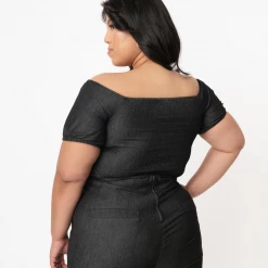 Shop Sour+Plus UNIQUE VINTAGE BLACK CHAMBRAY TURNER CROP TOP