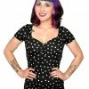 Shop Sour+Plus SOURPUSS POLKA DOT VAVAVOOM TOP BLK/WHITE
