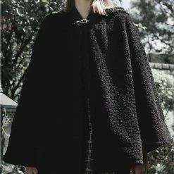 PunkRave PUNK RAVE SALEM HOODED PLUSH CAPE COAT