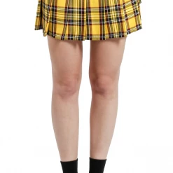 Tripp NYC Apparel TRIPP PLEATED WOVEN YELLOW PLAID SKIRT