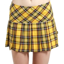 Tripp NYC Apparel TRIPP PLEATED WOVEN YELLOW PLAID SKIRT